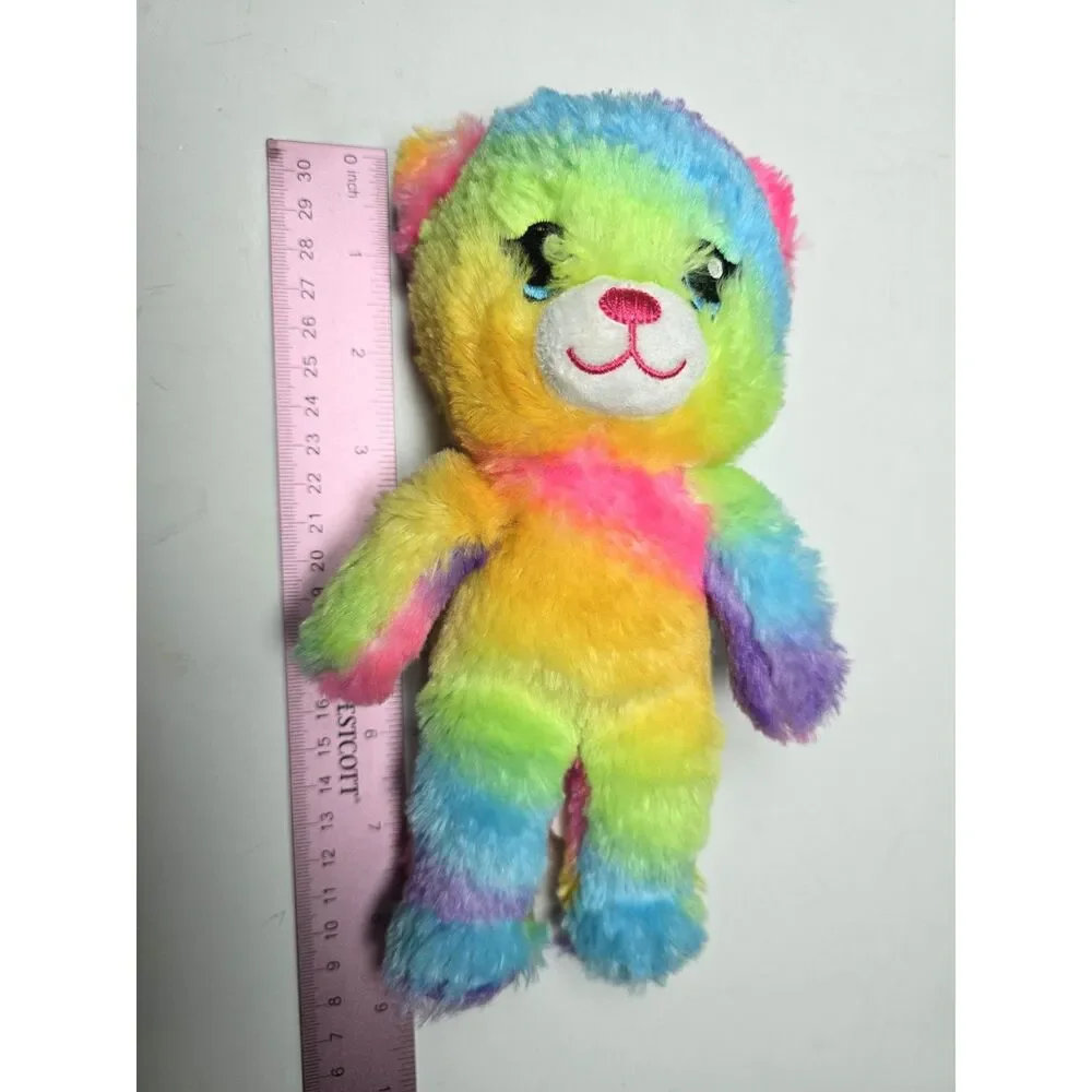 Build-A-Bear Small Fry Mini Rainbow Bear Plush 9” Neon Tie Dye Stuffed Animal